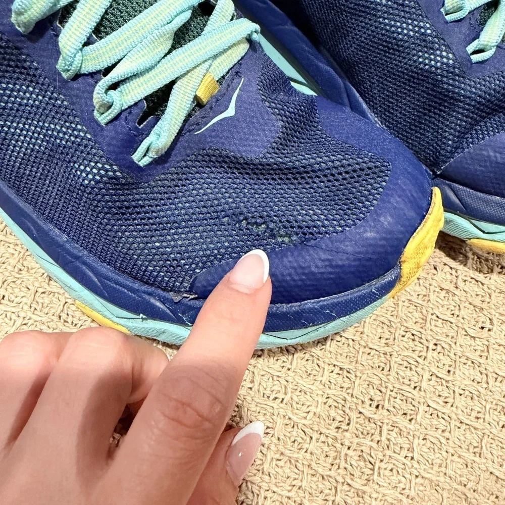 Hoka Navy, Teal & Yellow Trail Running Sneakers